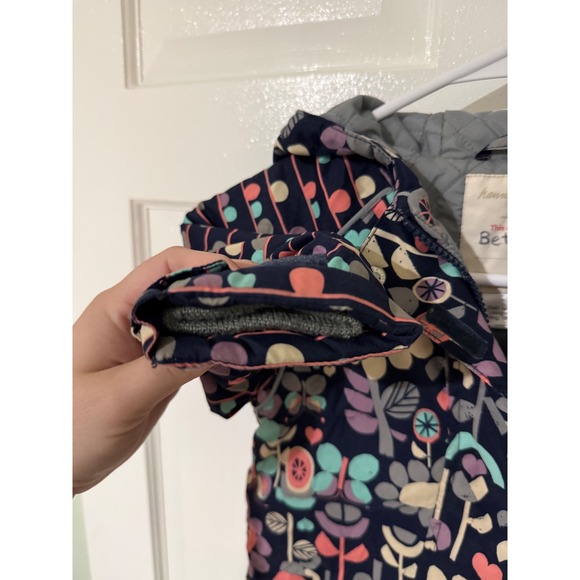 Hanna Andersson Baby Snowsuit Bunting Floral Print Hooded One Piece Size 80 - Picture 6 of 7